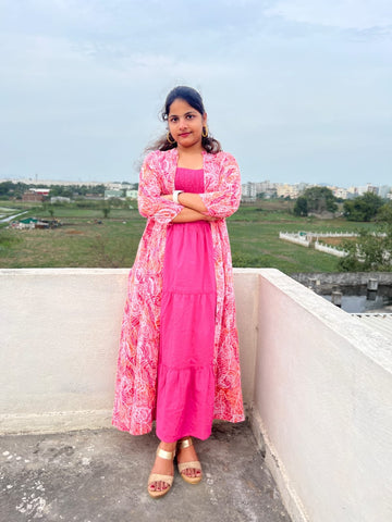 Pink Floral Jaiour Two Piece Set