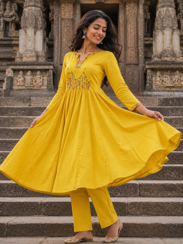 MUSTURD EMBROIDERY 2PC KURTI SET