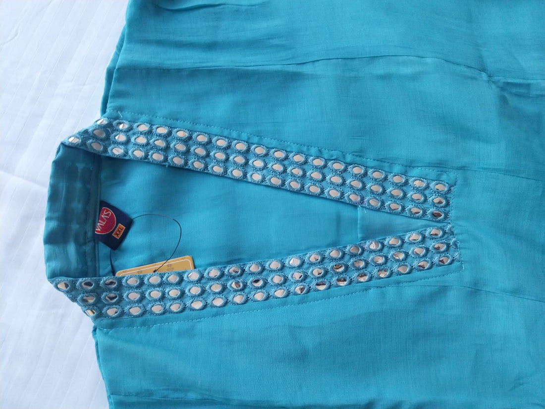 MUSLIN MIRROR POWDER BLUE COORD SET