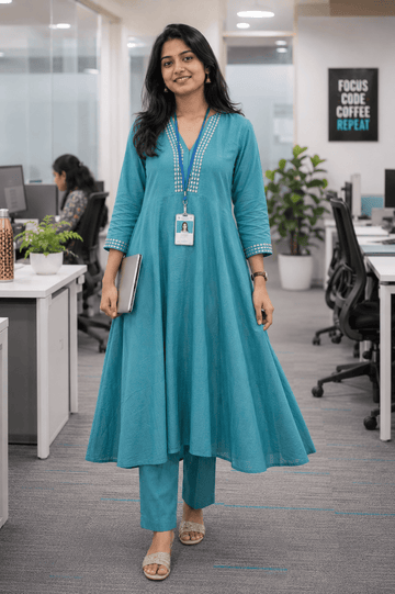 MUSLIN MIRROR POWDER BLUE COORD SET