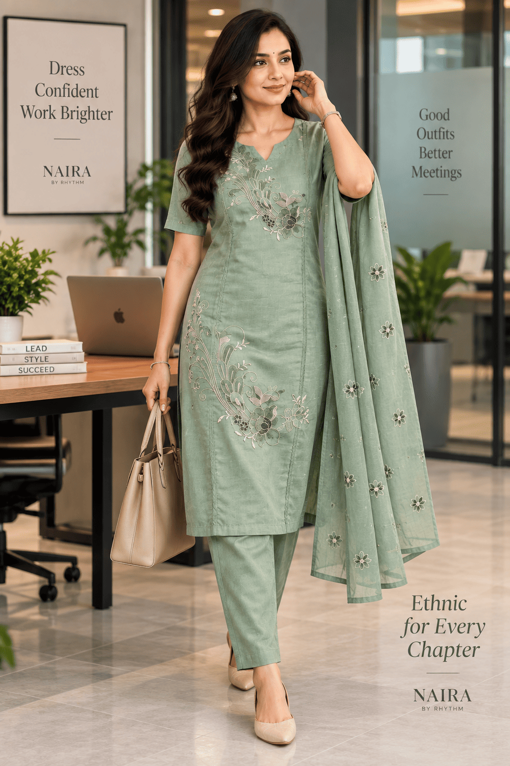 PISTA MUSLIN EMBROIDERY 3PC KURTI SET
