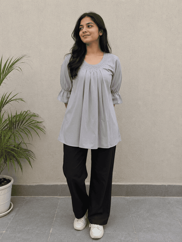 POWDER BLUE SHORT KURTI