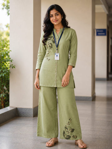 VERTICAN COTTON PISTA GREEN COORD SET