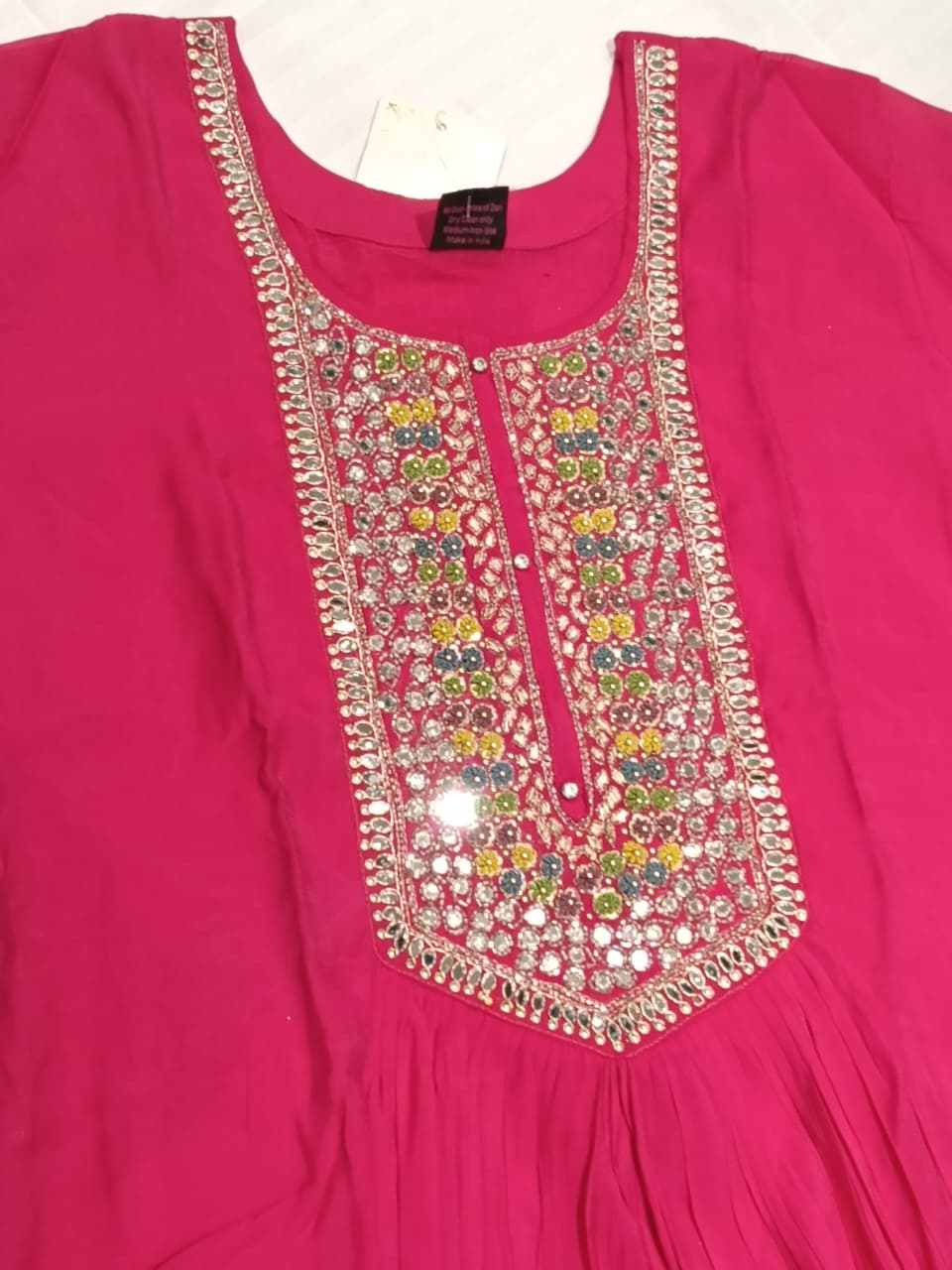 HOT PINK MUL CHANDERI 3PC KURTI SET