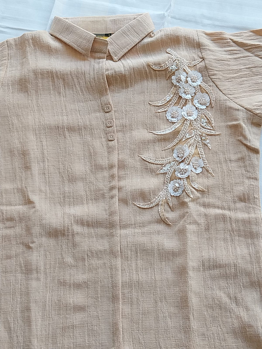 WHEAT EMBROIDERY LINEN COORDSET