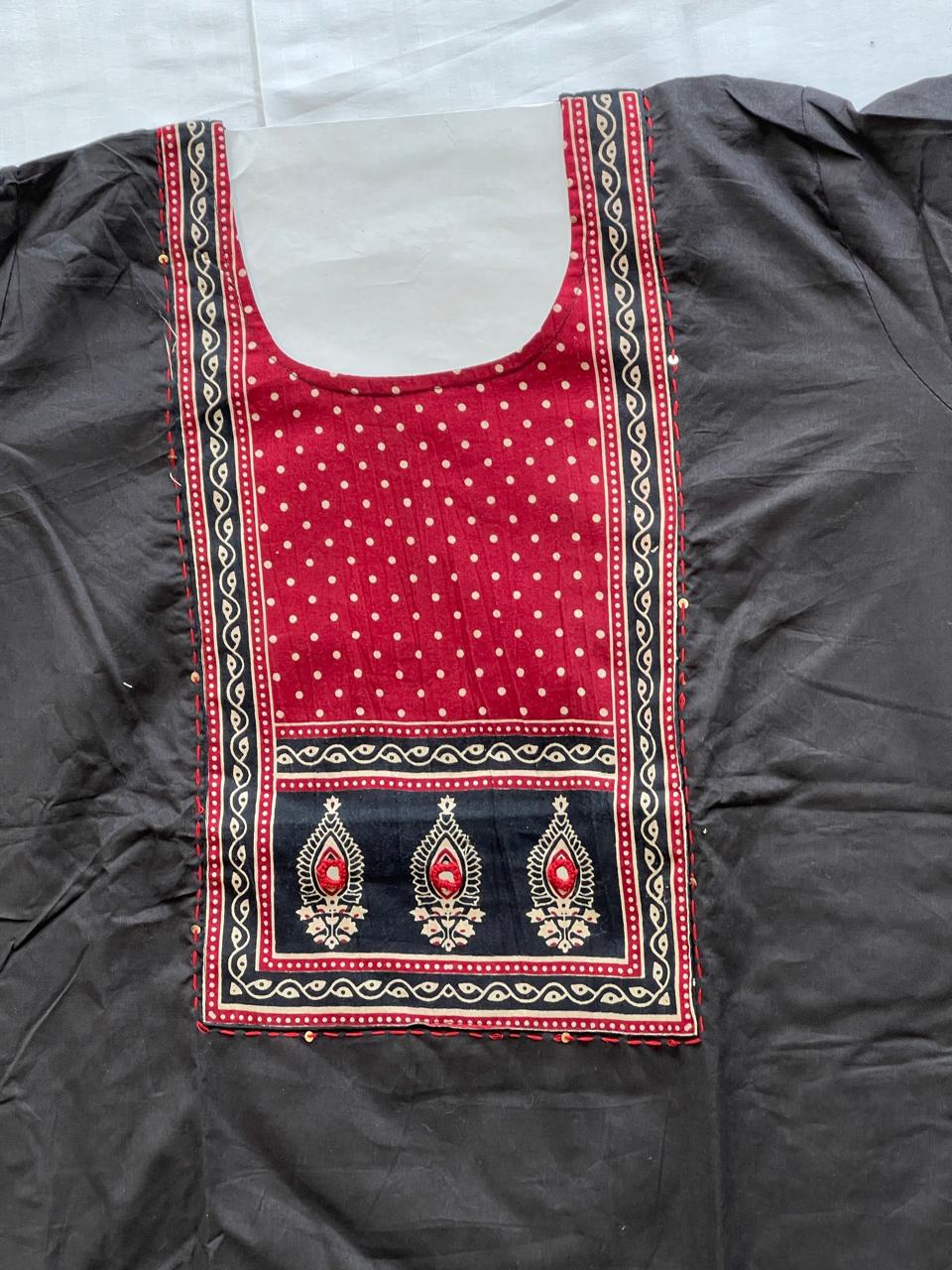 MAROON COTTON 3PC KURTI SET