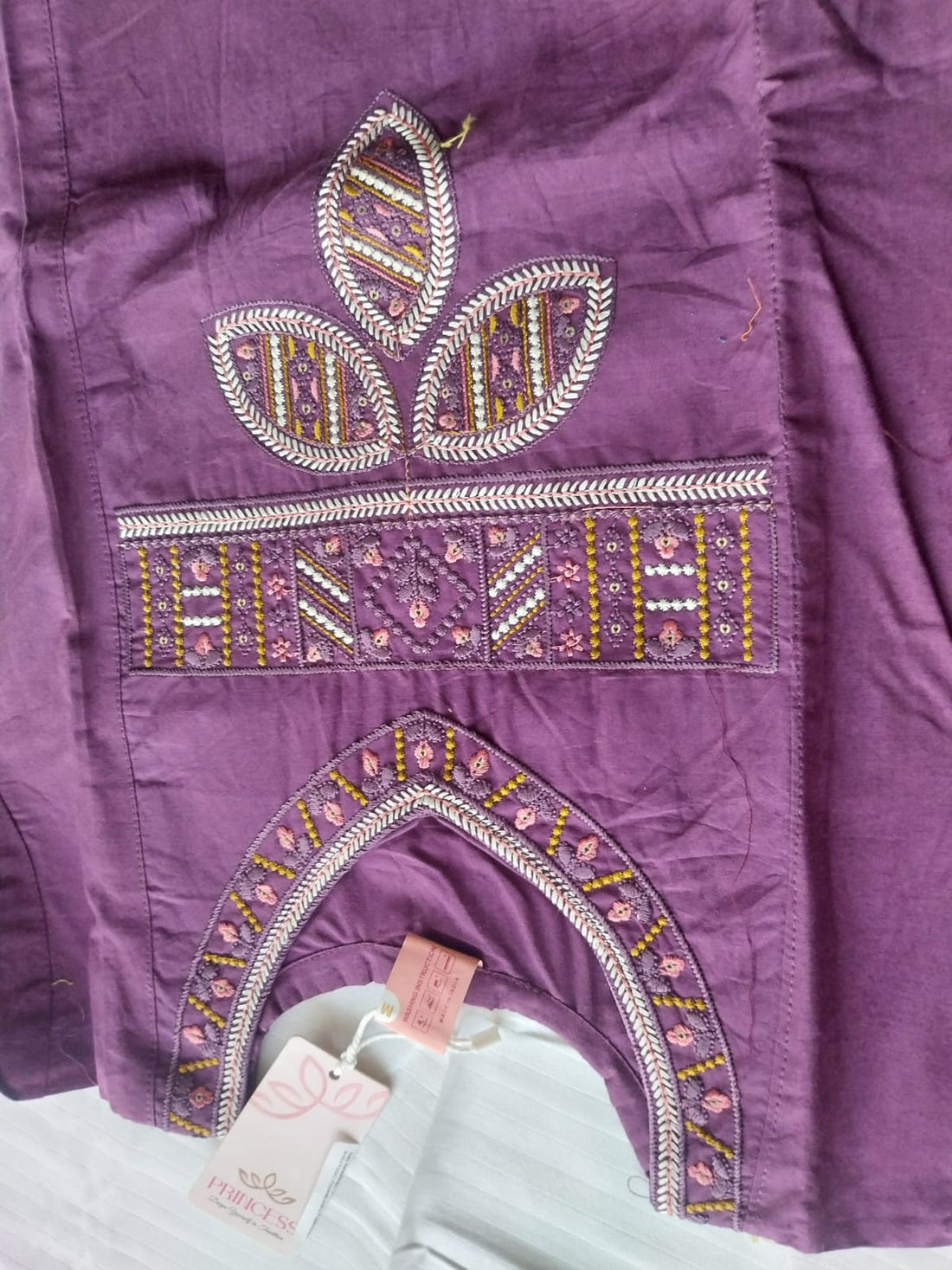 PURPLE COTTON EMBROIDERY COORD SET