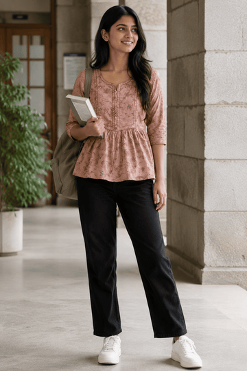 MULCOTTON FLORAL SHORT KURTI