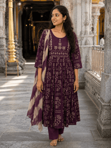 COTTON EMBROIDERY 3PC KURTI SET