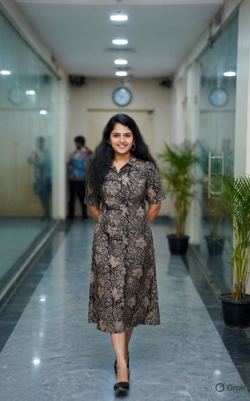 Black Kalamkari Cotton Kurti