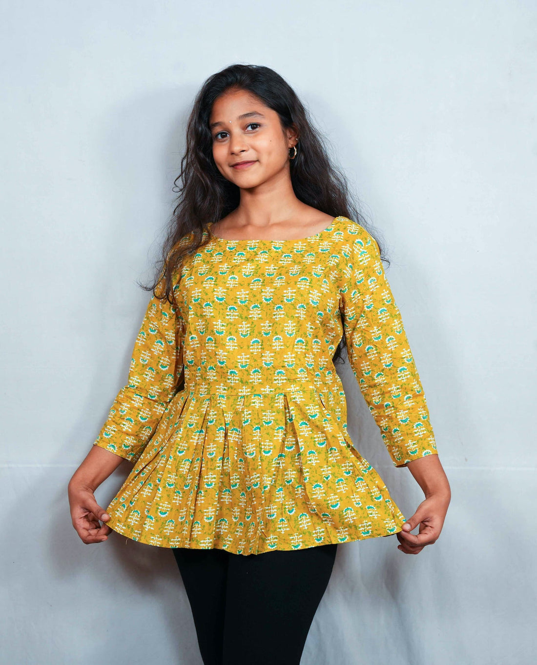 Mustard Yellow Jaipur Cotton Short Kurti