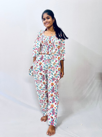 WHITE JAIPUR COTTON COORD SET