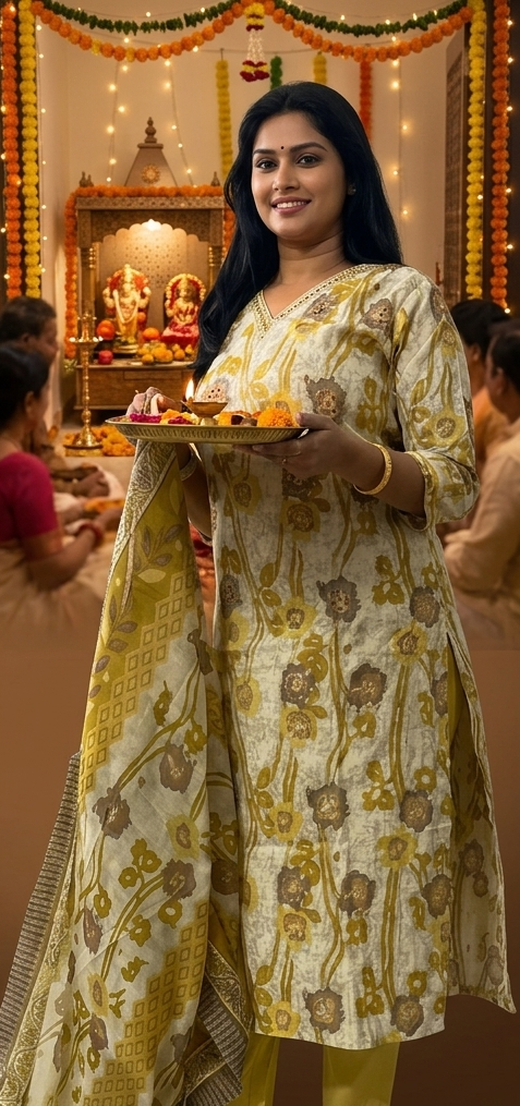 MUSTARD YELLOW 3PC - KURTI SET