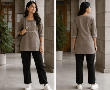 LIGHT BROWN SHORT KURTI