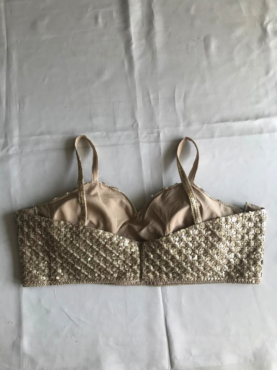 GOLD METAL EMBROIDERY CROP TOP
