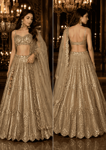 GOLD METAL EMBROIDERY CROP TOP