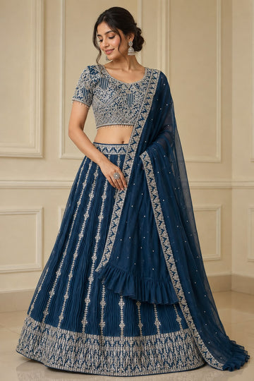 DARK BLUE EMBROIDERY CROP TOP