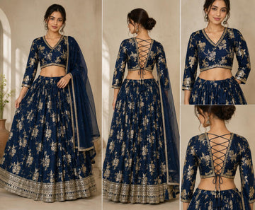 NAVY BLUE EMBROIDERY CROP TOP