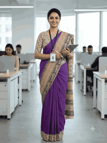 PLAIN KALAMKARI BOARDER SAREE