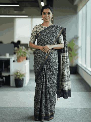 KALAMKARI ZARI WITH PLAIN COLOR BOARDER