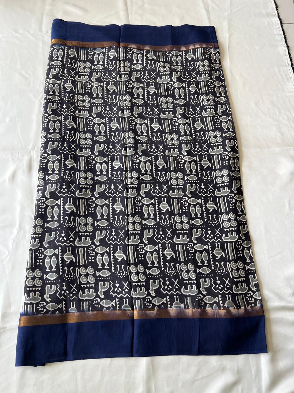KALAMKARI ZARI WITH PLAIN COLOR BOARDER