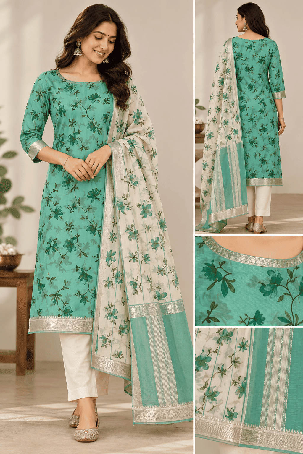 LIGHT GREEN MANGALAGIRI DRESS MATERIAL
