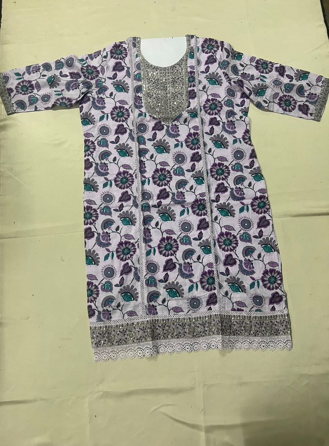 COTTON EMBROIDERY 3PC KURTI SET
