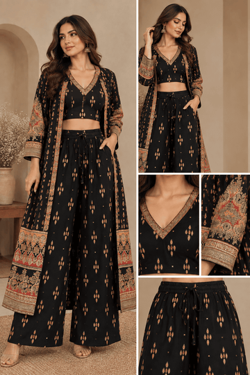 FOIL PRINT COTTON 3PC KURTI SET