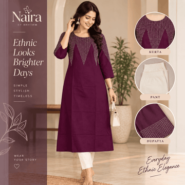 WINE EMBROIDERY KURTI