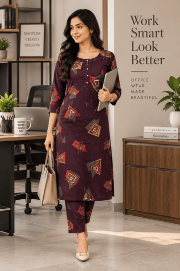 DARK BROWN GEOMETRIC KURTI