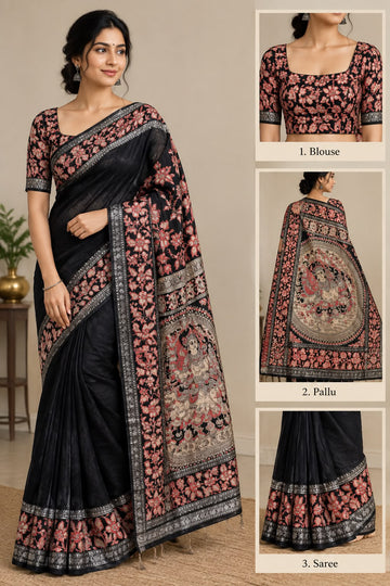 KALAMKARI GAP BOARDER SAREE