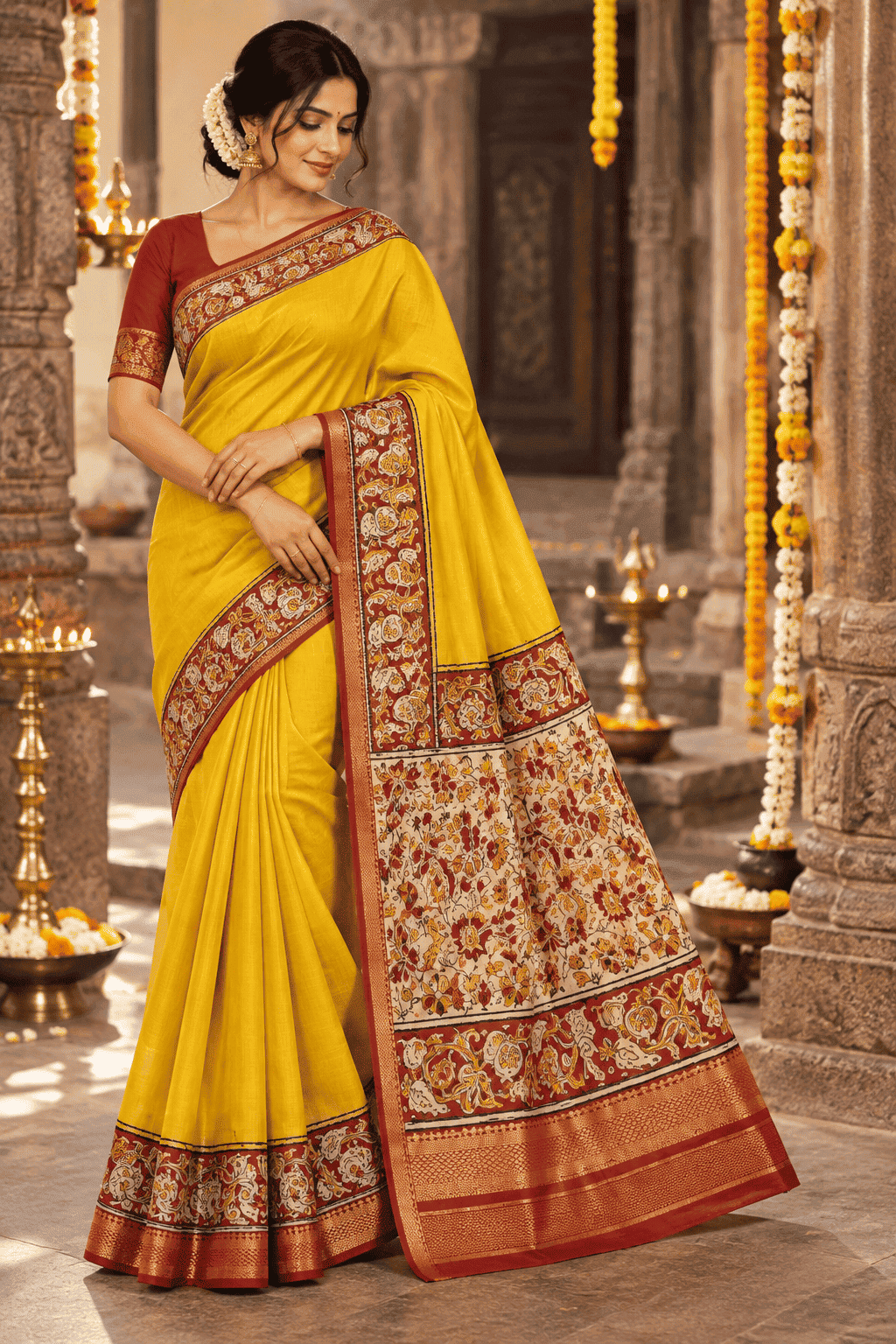 KALAMKARI GAP BOARDER SAREE