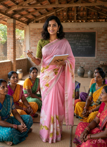 Blush Pink Mangalagiri Digital Print Pattu Saree