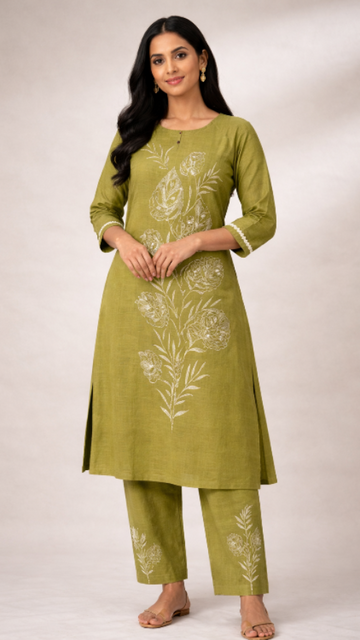 Mehandi Green Embridary Co-ord Set