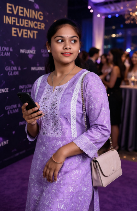 Lavender Jaipur  Embroidery Cotton Three Piece Kurti Set