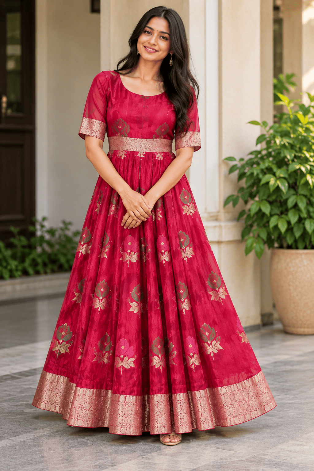 CUSTOMISED KOTA RED FROCK
