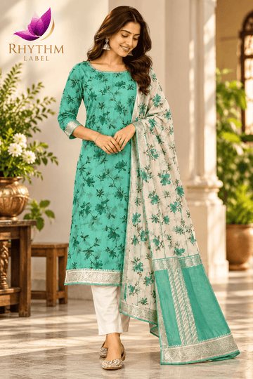 LIGHT GREEN MANGALAGIRI DRESS MATERIAL