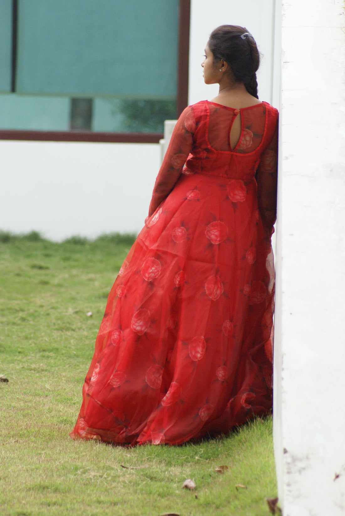 Tomato Floral Organza Kurti