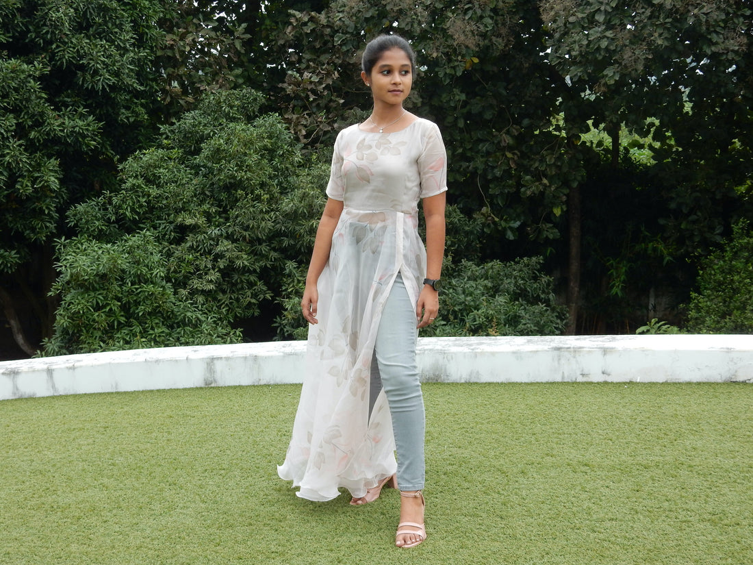 Gray Organza Top