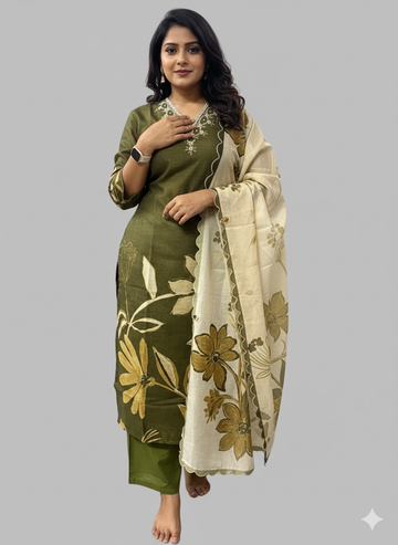 Mehndi Green Kurti Set