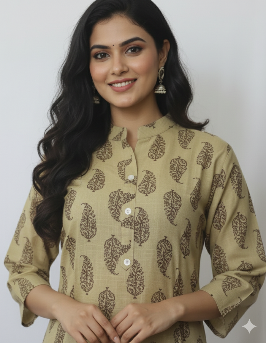 Sandal Wood Digital Printed Kurti Set