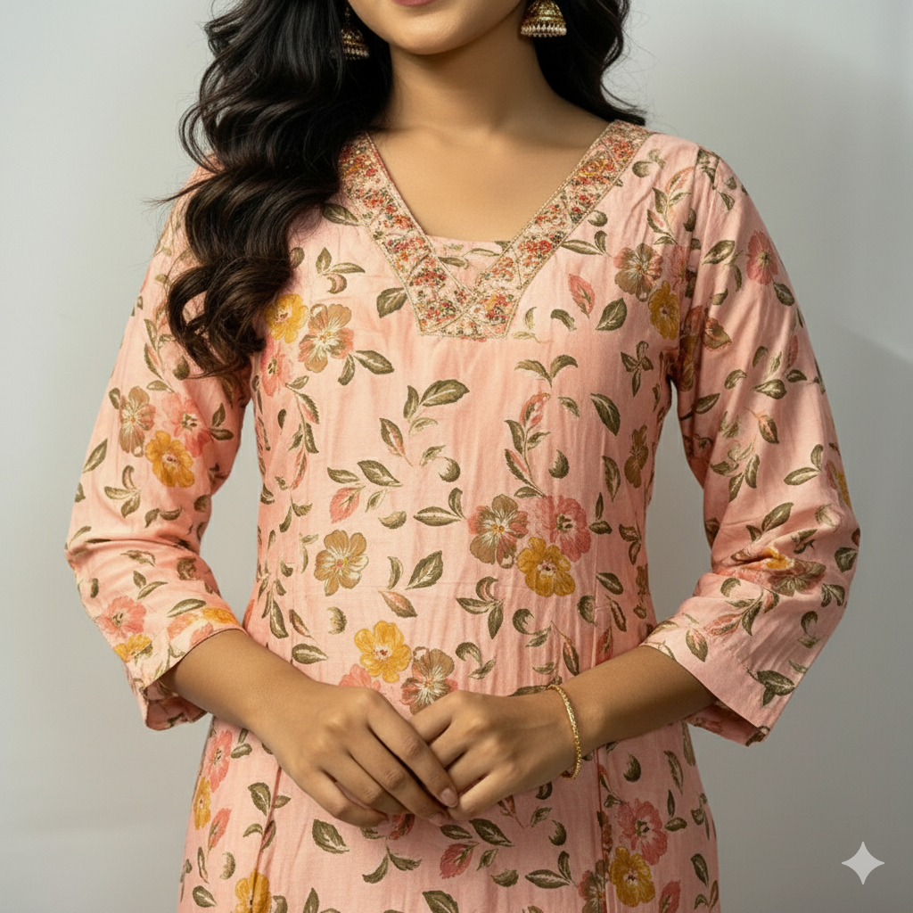 Peach Fossil Printed Dress