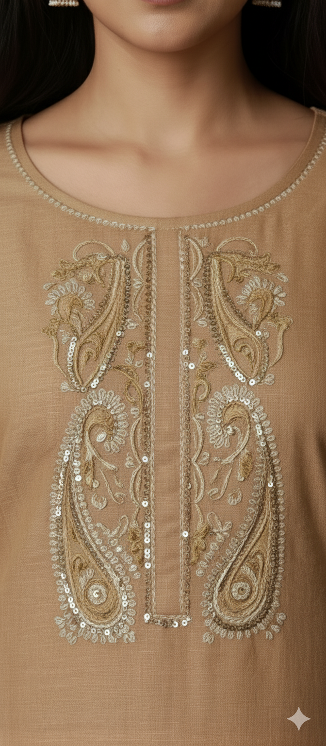 Burlywood Embroidered Kurti