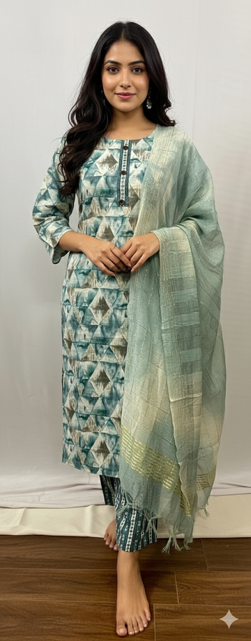 Green & Gold Kurti Set
