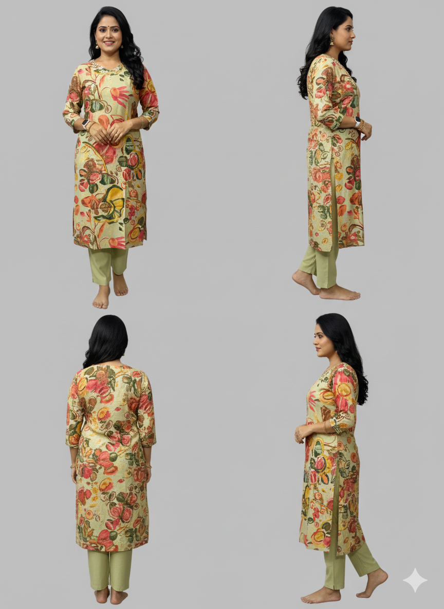 Pista Green Kurti Set