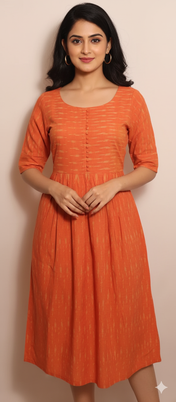 Orange Ikkat Kurti