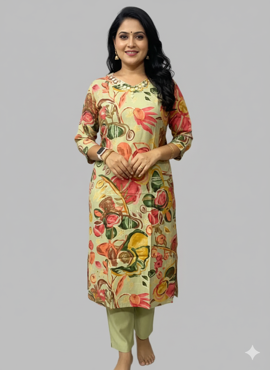 Pista Green Kurti Set