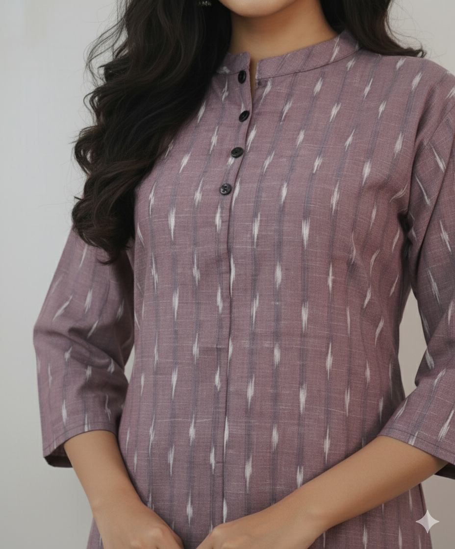 Onion Pink Ikkat Kurti