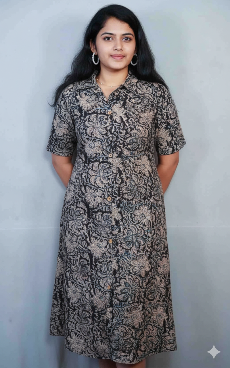 Black Kalamkari Cotton Kurti