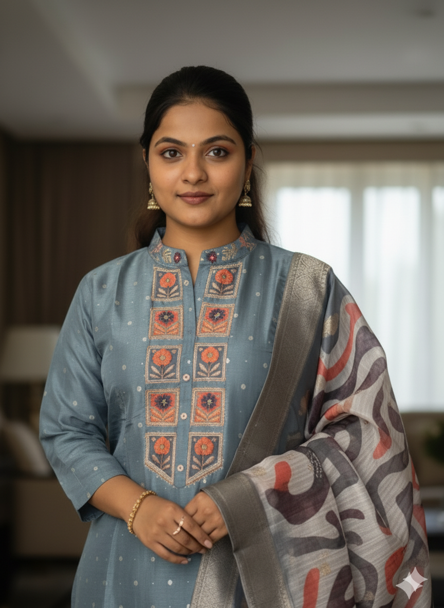 Grey Dola Silk Dress